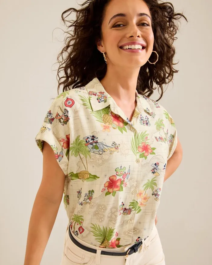 Tommy Bahama Tops and Shirts Disney Huladay Adventures Camp Shirt Bleached Sand 8211 Women
