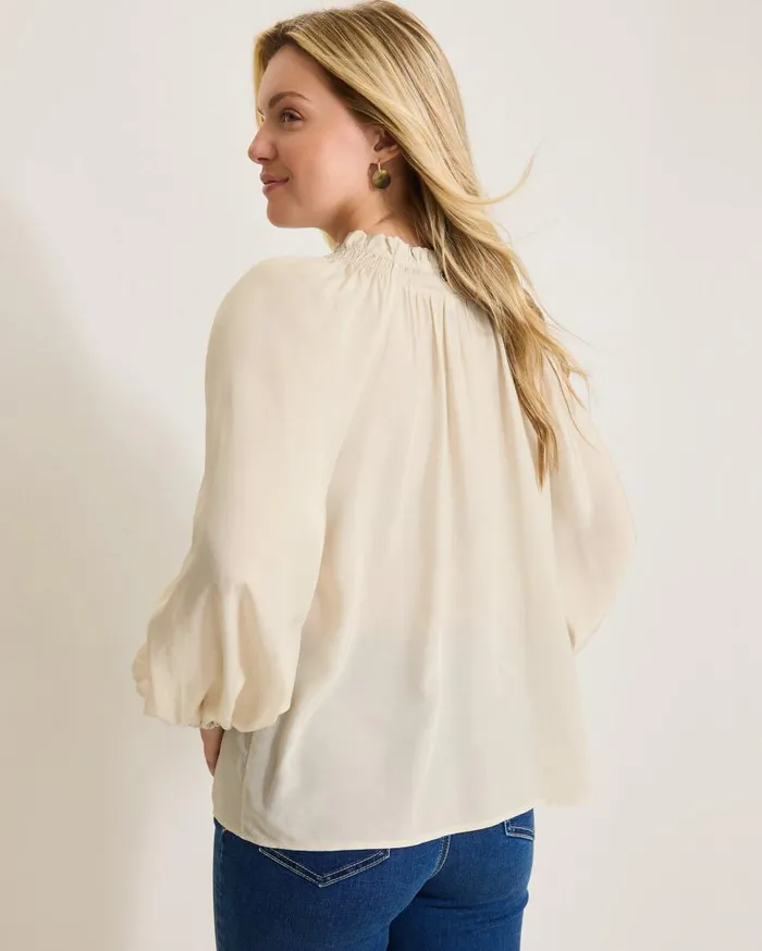 Tommy Bahama Tops and Shirts Silky Seas Smocked Peasant Top Cameo 8211 Women