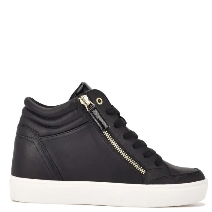 Tons High Top Hidden Wedge Sneakers Black Women Nine West Flats