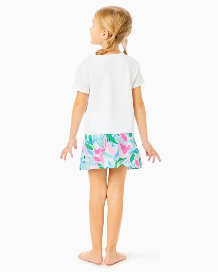 Tops and Bottoms Girls Lilly Pulitzer UPF 50 Luxletic Girls Mini Aila Skort Resort White Holding Court