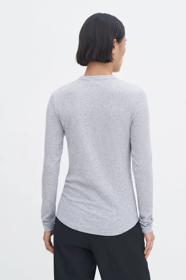 Tops and TShirts filippak Women Soft Rib Henley Light Grey Melange