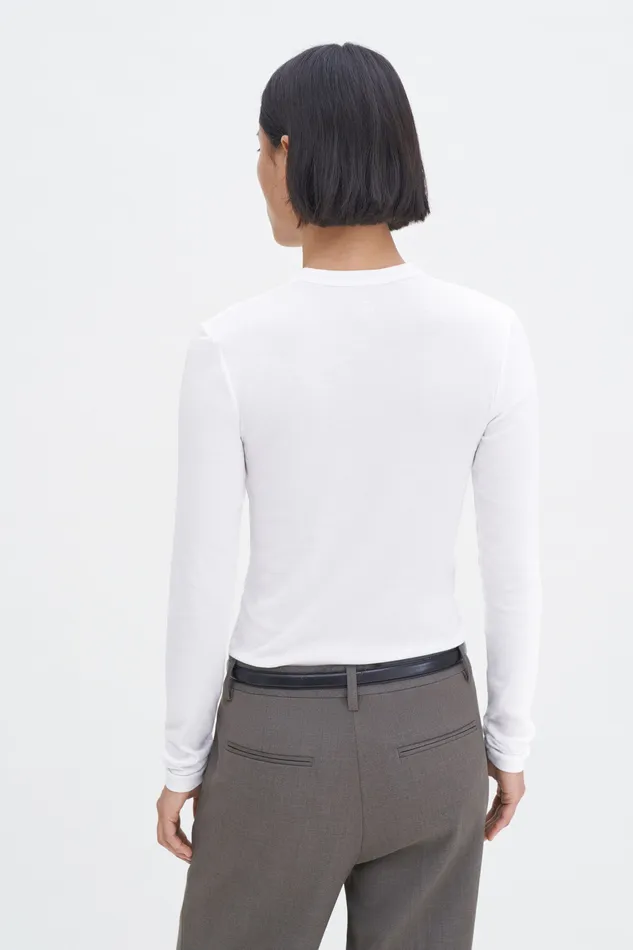 Tops and TShirts Women filippak Soft Rib Henley White Tops and TShirts Women filippak Soft Rib Henley White