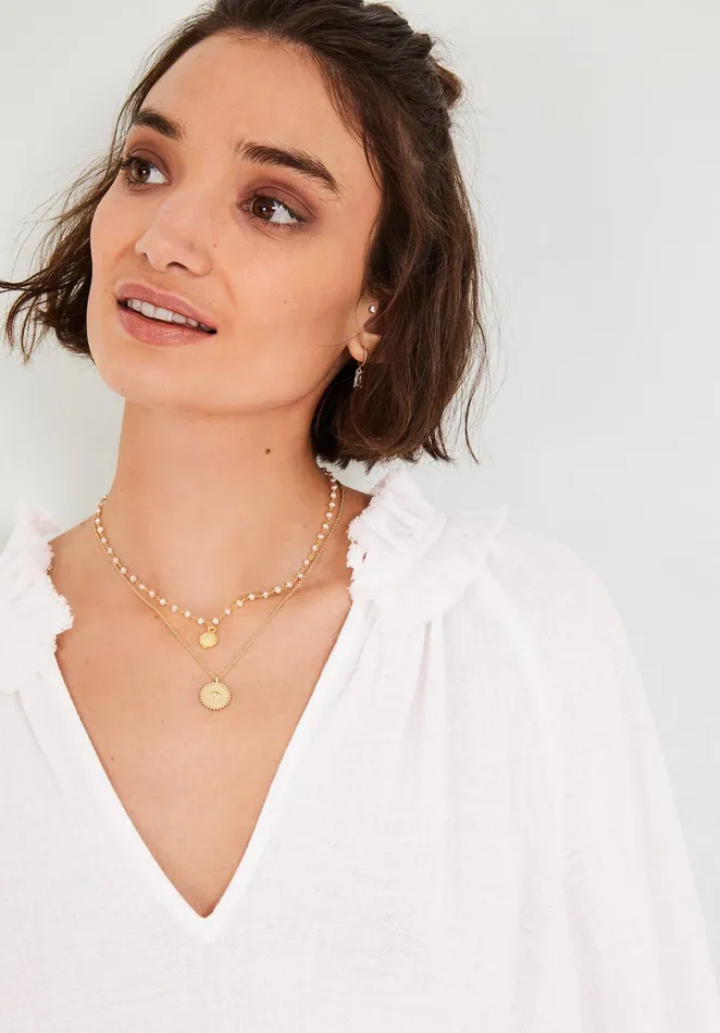 Tops and TShirts Women Hush Anise Frill Neck Top Off White
