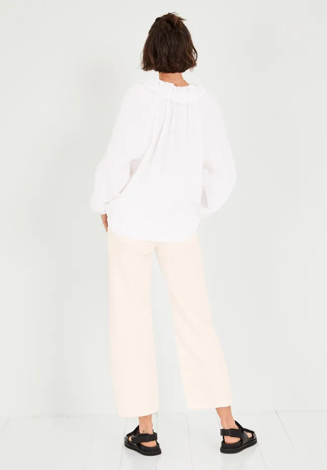 Tops and TShirts Women Hush Anise Frill Neck Top Off White