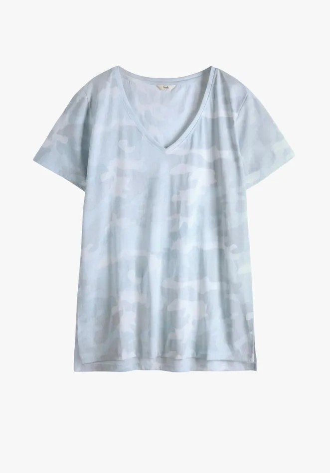 Tops and TShirts Women Hush Camo VNeck Relaxed TShirt Pale Blue Camo