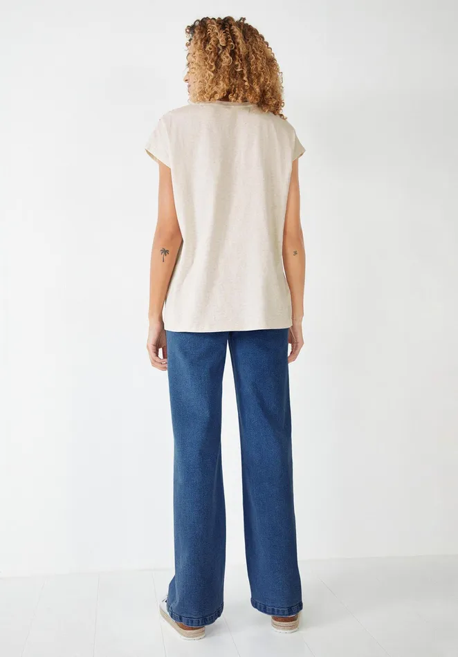 Tops and TShirts Women Hush Ceyla Chevron TShirt Palest Biscuit Marlmulti