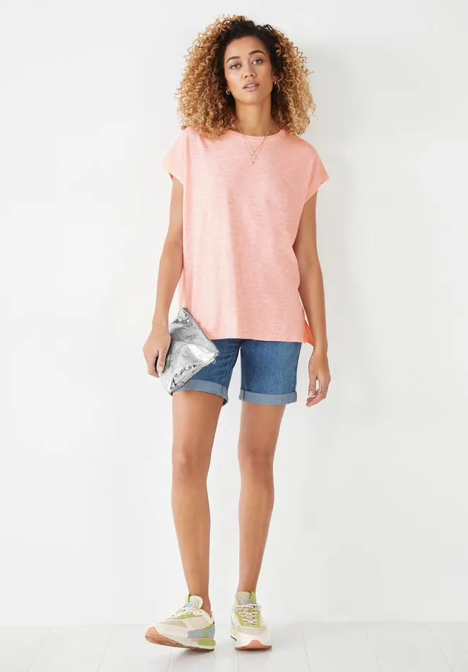 Tops and TShirts Women Hush Cleta Boyfriend TShirt Washed Neon Coral