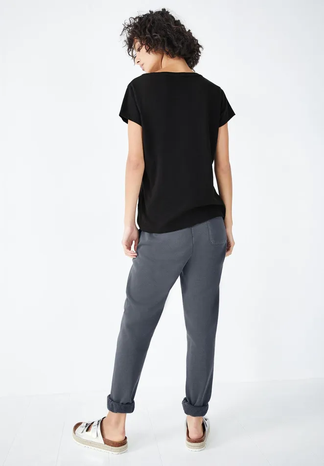 Tops and TShirts Women Hush Cotton Slub Scoop Tee Black