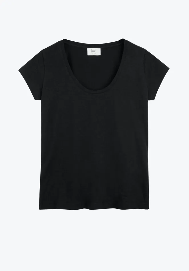 Tops and TShirts Women Hush Cotton Slub Scoop Tee Black