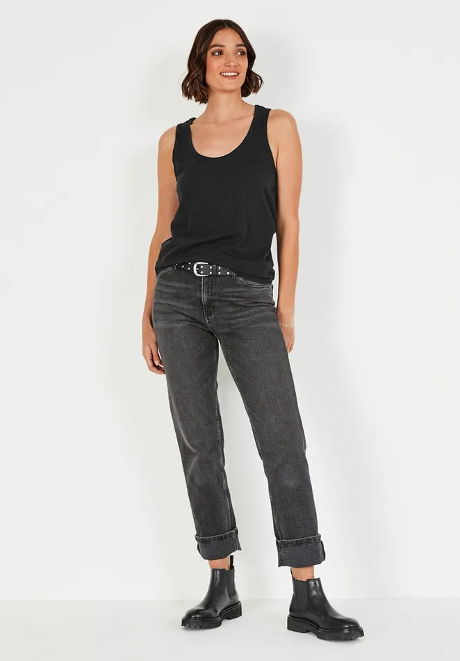 Tops and TShirts Women Hush Cotton Slub Tank Top Black