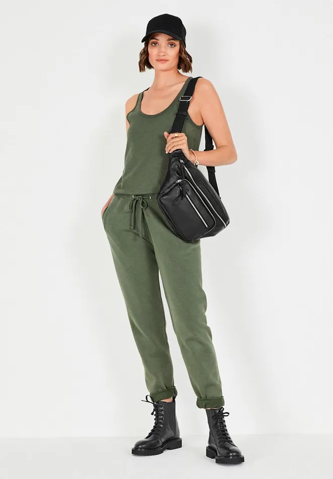 Tops and TShirts Women Hush Cotton Slub Tank Top Khaki
