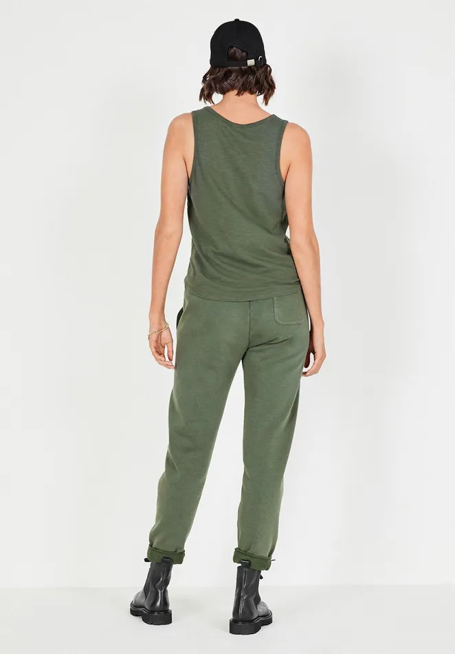 Tops and TShirts Women Hush Cotton Slub Tank Top Khaki