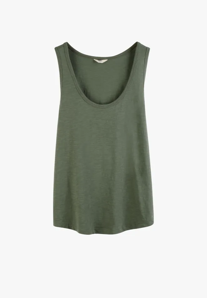Tops and TShirts Women Hush Cotton Slub Tank Top Khaki