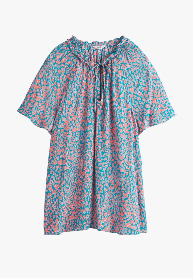 Tops and TShirts Women Hush Poppy Short Sleeved Top Leopard Floral Tealcoral