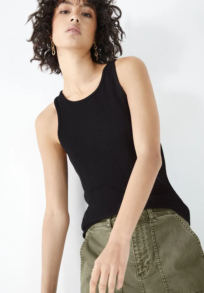 Tops and TShirts Women Hush Ribbed Scoop Vest Black