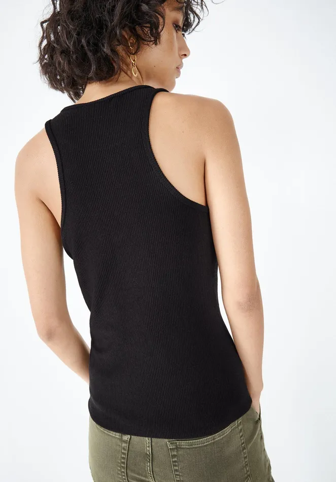 Tops and TShirts Women Hush Ribbed Scoop Vest Black