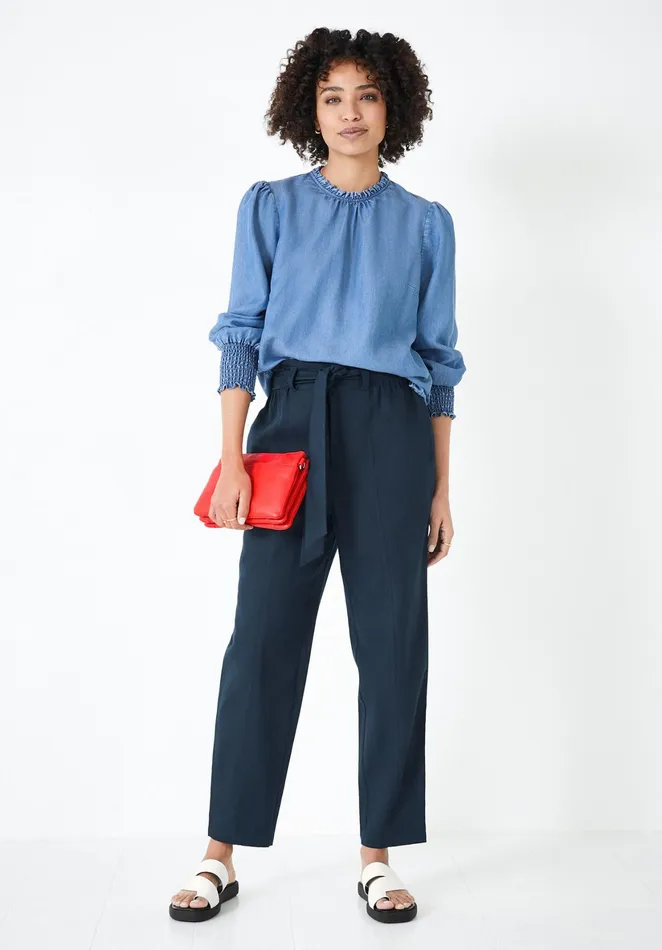 Tops and TShirts Women Hush River Smocked Top Blue Denim