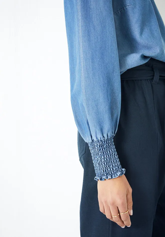 Tops and TShirts Women Hush River Smocked Top Blue Denim