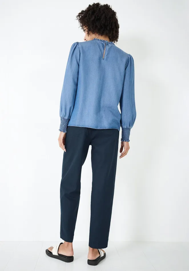 Tops and TShirts Women Hush River Smocked Top Blue Denim