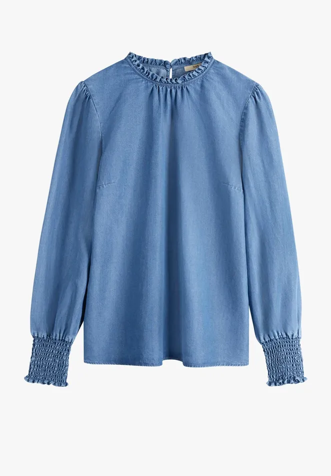Tops and TShirts Women Hush River Smocked Top Blue Denim