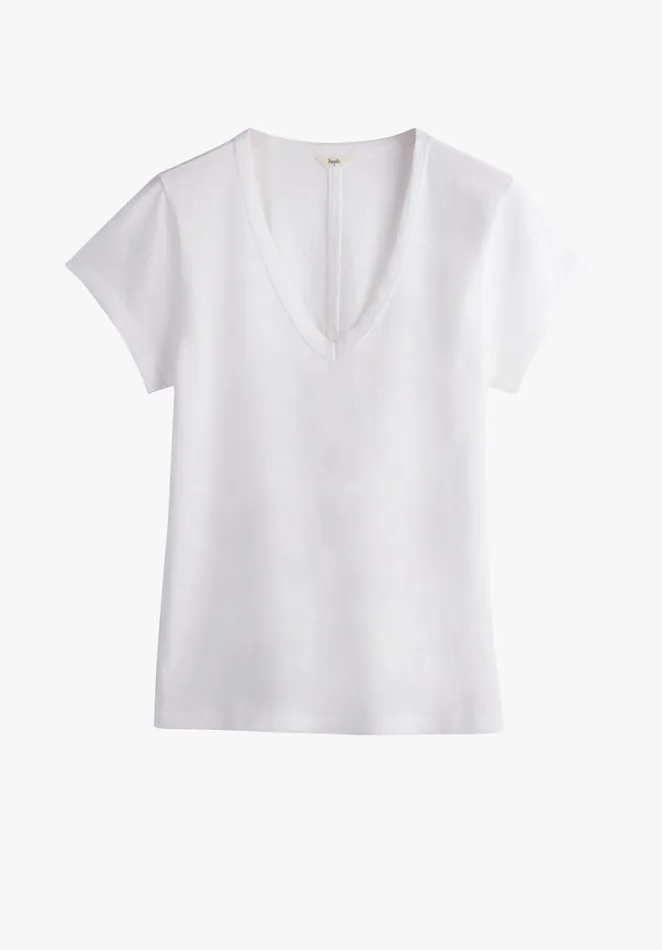 Tops and TShirts Women Hush Slim Fit VNeck TShirt White