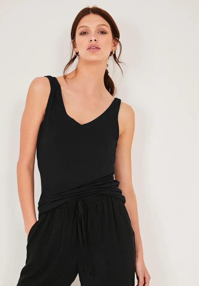 Tops and TShirts Women Hush VNeck Jersey Vest Top Black