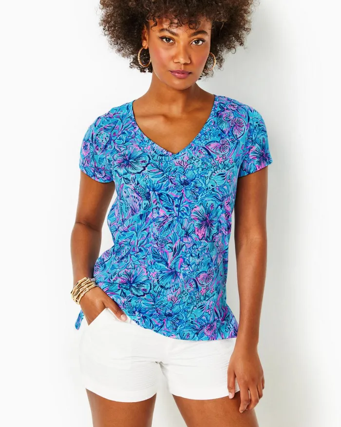 Tops WomenHome and Gifts Lilly Pulitzer Meredith Tee Breakwater Blue Shells N Bells