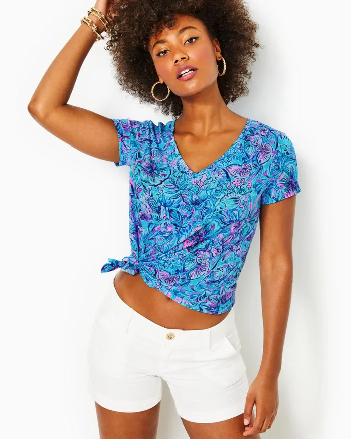 Tops WomenHome and Gifts Lilly Pulitzer Meredith Tee Breakwater Blue Shells N Bells