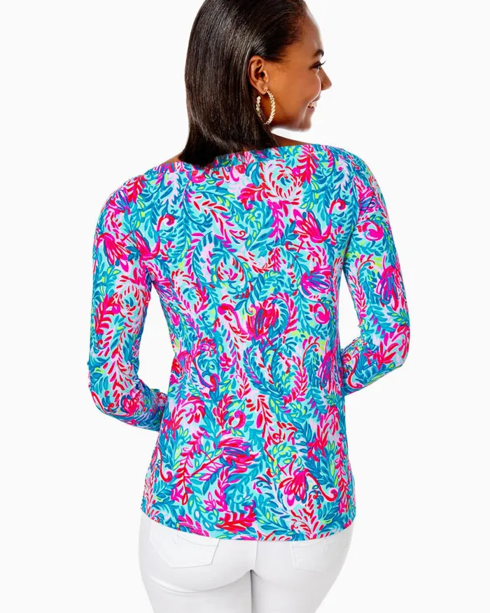 Tops Women Lilly Pulitzer Aleah Top Surf Blue Flim Flam