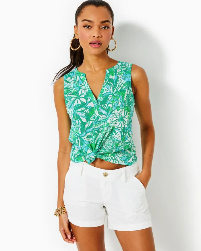 Tops Women Lilly Pulitzer Dev Top Botanical Green Safari Sangria Tops Women Lilly Pulitzer Dev Top Botanical Green Safari Sangria