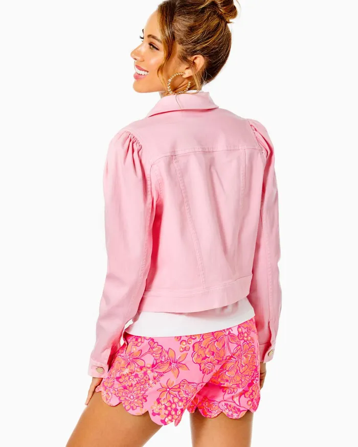 Tops Women Lilly Pulitzer Laylani Denim Jacket Calla Lilly Pink