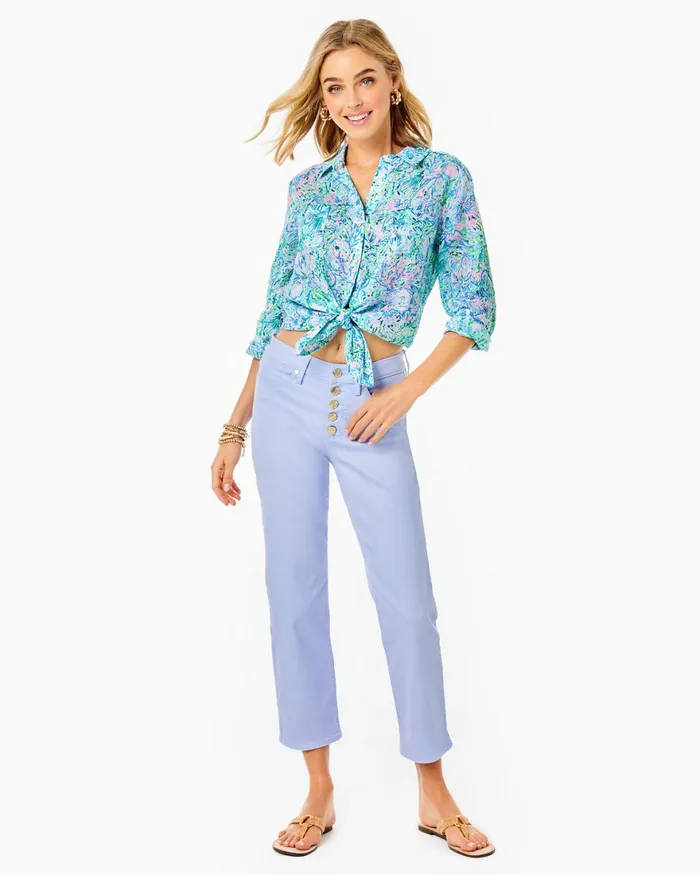 Tops Women Lilly Pulitzer Maryellen OffTheShoulder Top Dew Drop Stay Fly