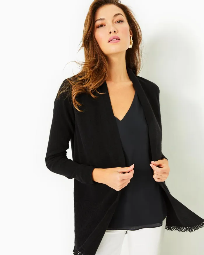 Tops Women Lilly Pulitzer Noble Cashmere Cardigan Black Tops Women Lilly Pulitzer Noble Cashmere Cardigan Black