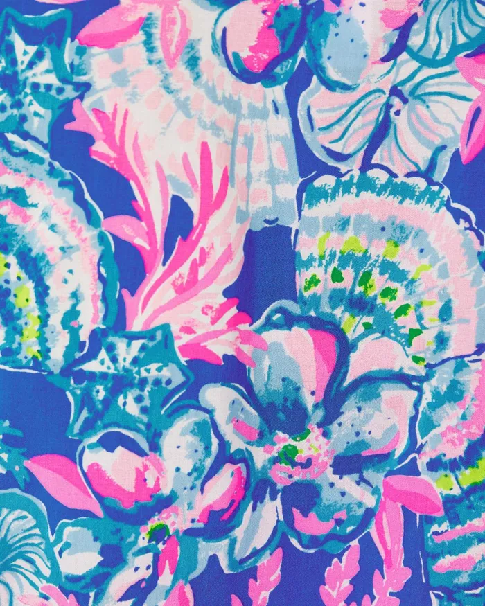 Tops Women Lilly Pulitzer Quinna Short Sleeve Top Blue Tang Sitting Seaside Tops Women Lilly Pulitzer Quinna Short Sleeve Top Blue Tang Sitting Seaside