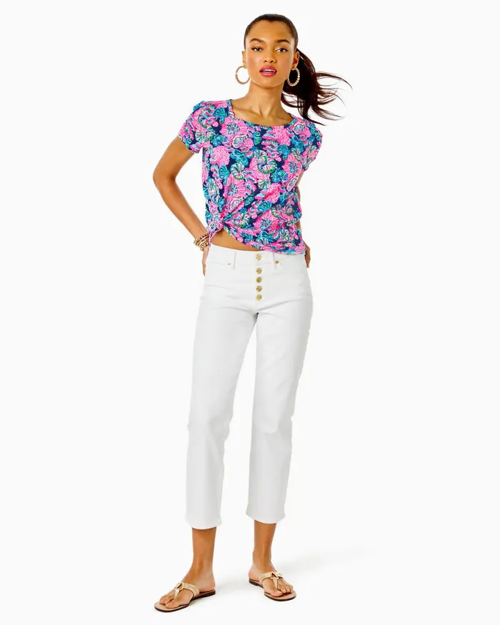 Tops Women Lilly Pulitzer Sea View Linen Button Down Top Aura Pink Check You Out Tops Women Lilly Pulitzer Sea View Linen Button Down Top Aura Pink Check You Out