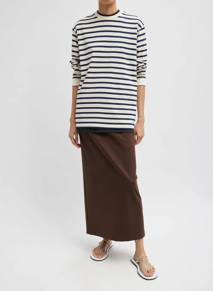 Tops Women Tibi Striped Perfect TShirt Crewneck Unisex Long Sleeve TShirt