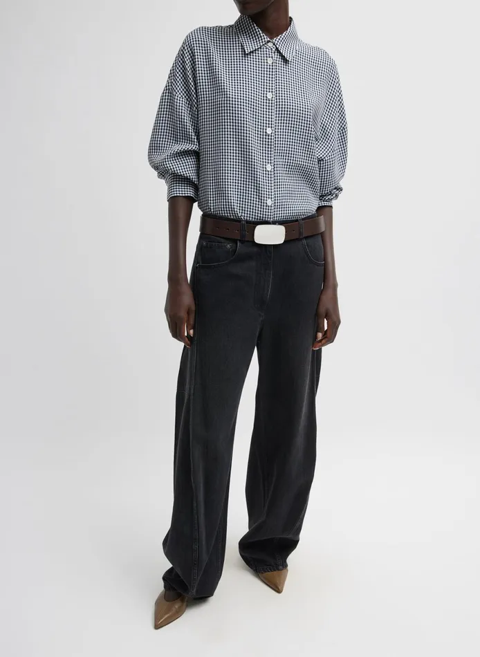 Tops Women Tibi Viscose Gingham Oversized Shirt