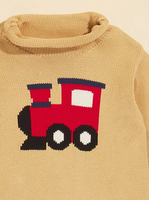 Train Rollneck Sweater By MudPie Brown Boy Altar039d State Tops Train Rollneck Sweater By MudPie Brown Boy Altar039d State Tops