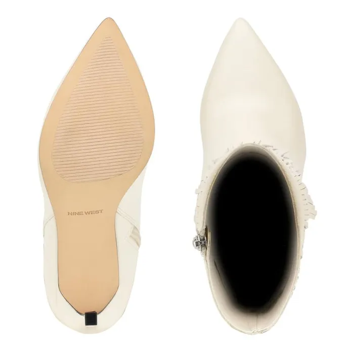 Tries Heeled Fringe Booties Chic Cream Women Nine West Boots and Booties Tries Heeled Fringe Booties Chic Cream Women Nine West Boots and Booties