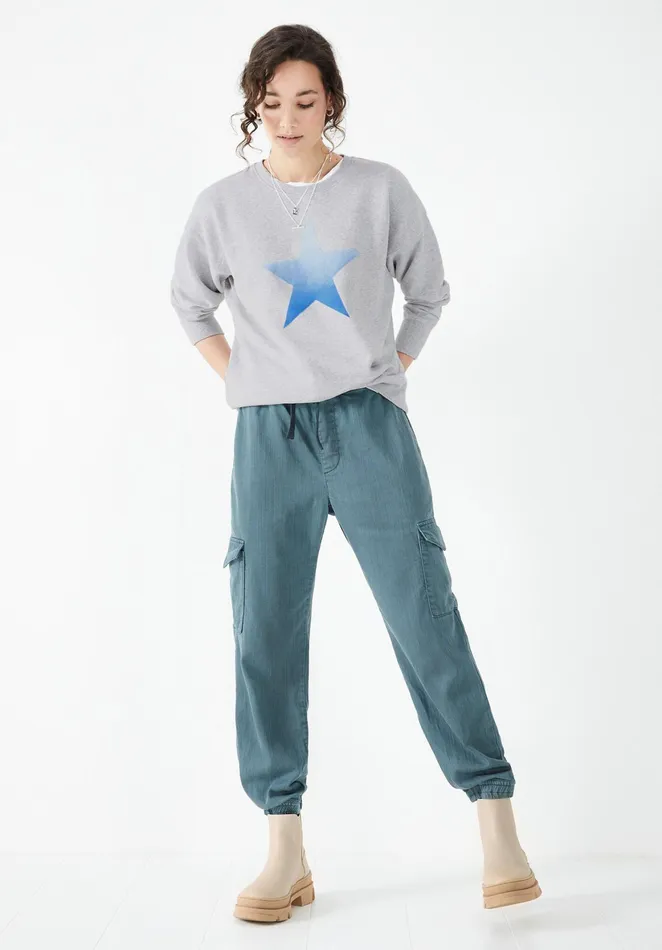 Trousers Women Hush Washed Cargo Trousers Steel Blue