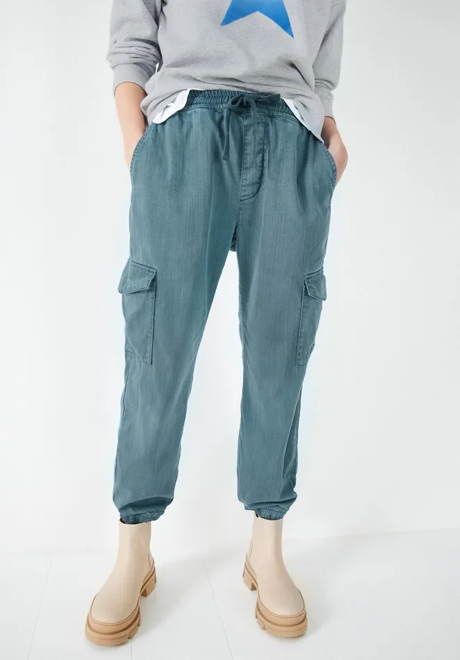 Trousers Women Hush Washed Cargo Trousers Steel Blue