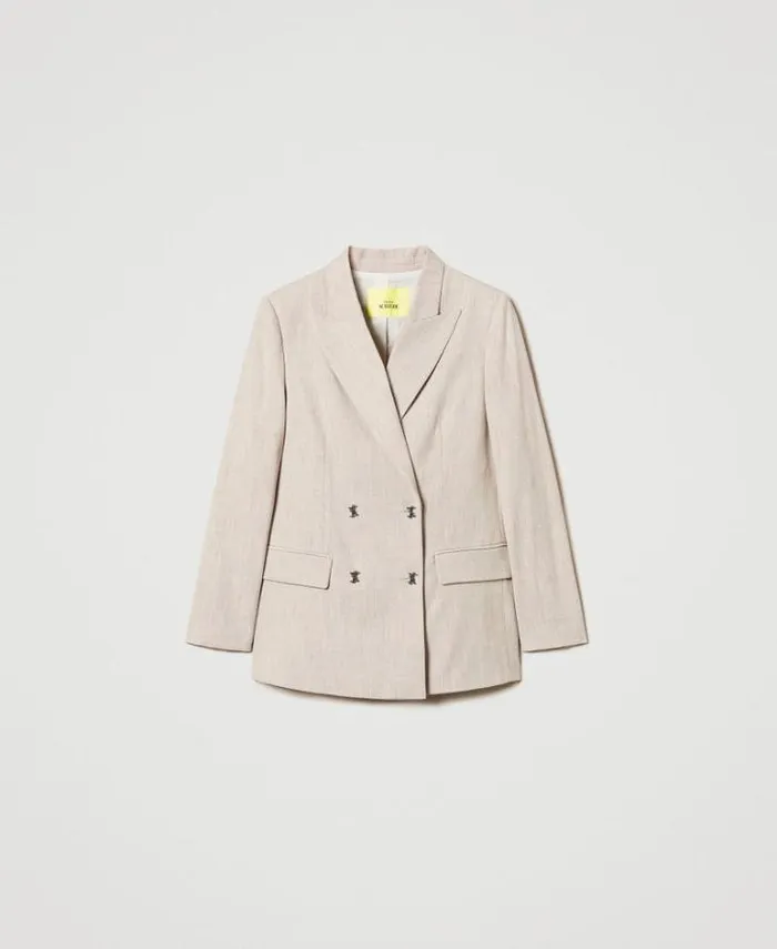 Twinset Blazers MYFO Blazer With Embroidery Melange Dull Gold 8211 Clothing