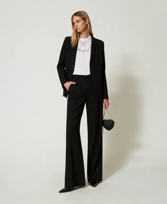 Twinset Blouses And Shirts Crpe Blouse With Floral Embroidery White Cream 8211 Clothing