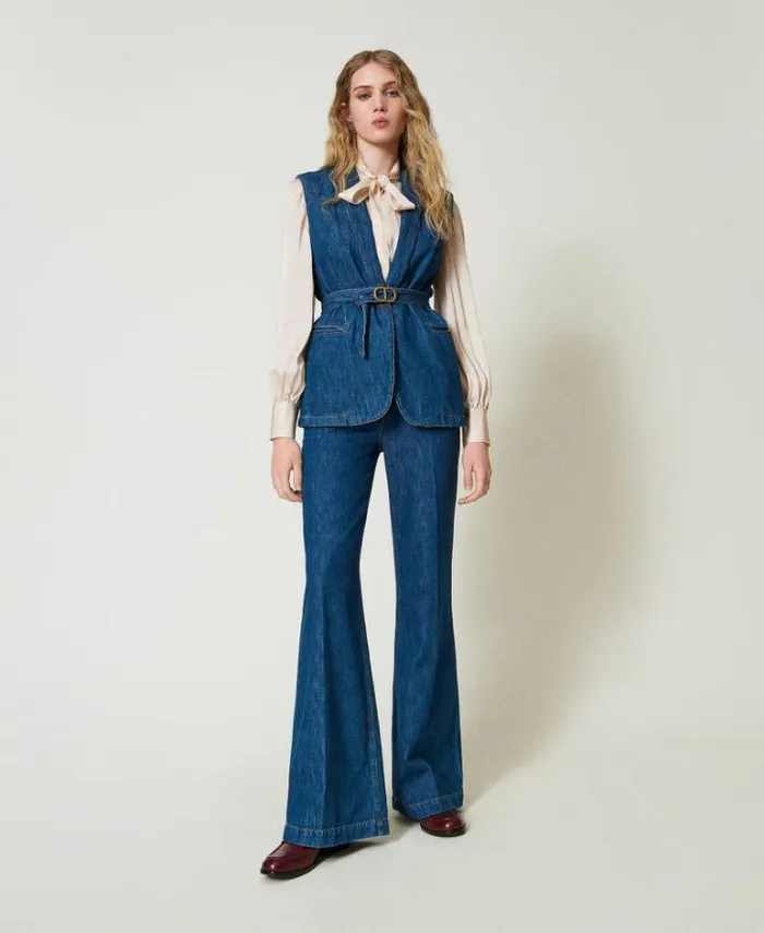 Twinset Blouses And Shirts Satin Shirt With Bow Old White 8211 Clothing