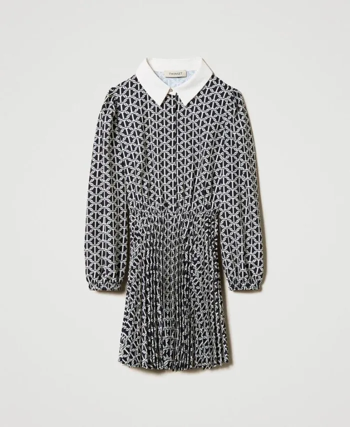Twinset Dresses Short Crpe De Chine Dress With Print Oval T Chain Print 8211 Girl