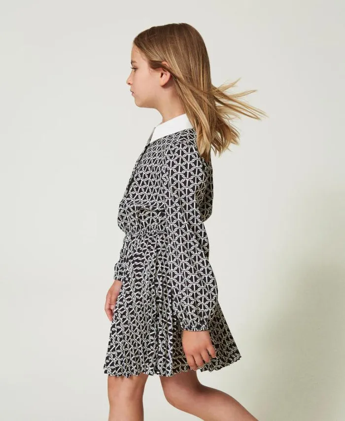 Twinset Dresses Short Crpe De Chine Dress With Print Oval T Chain Print 8211 Girl