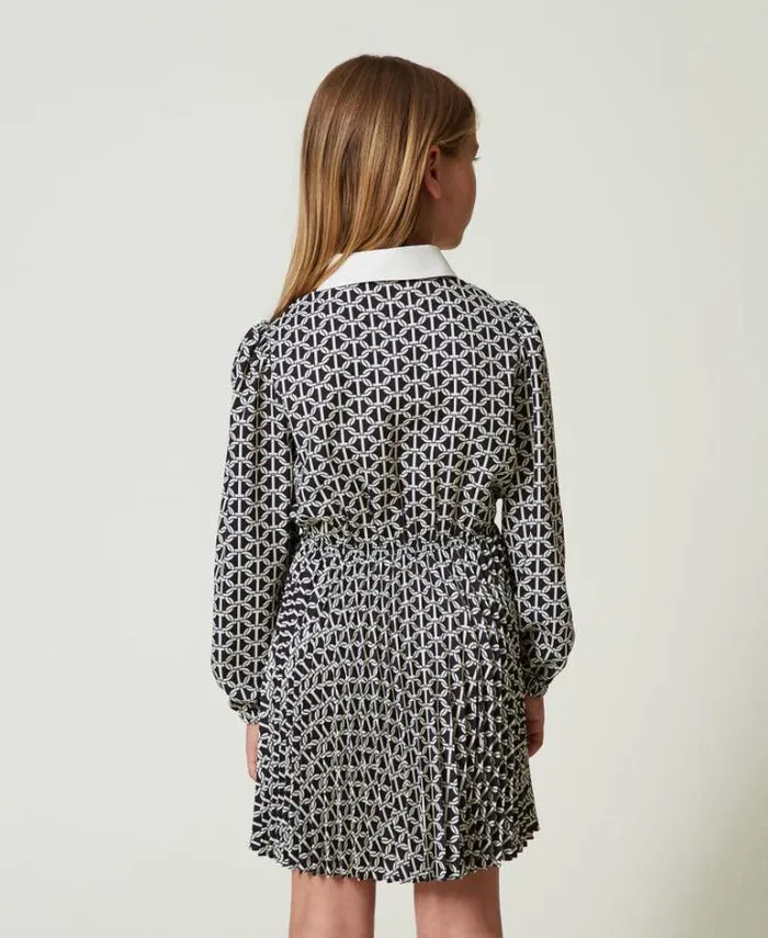 Twinset Dresses Short Crpe De Chine Dress With Print Oval T Chain Print 8211 Girl
