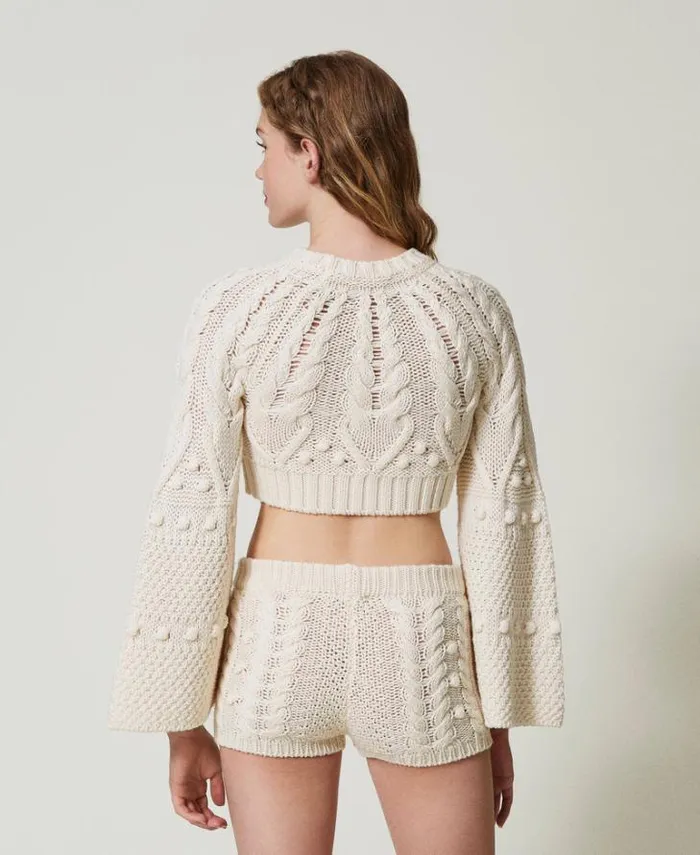 Twinset Flares Wool Knit Shorts White Snow 8211 Clothing