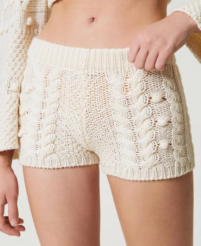 Twinset Flares Wool Knit Shorts White Snow 8211 Clothing