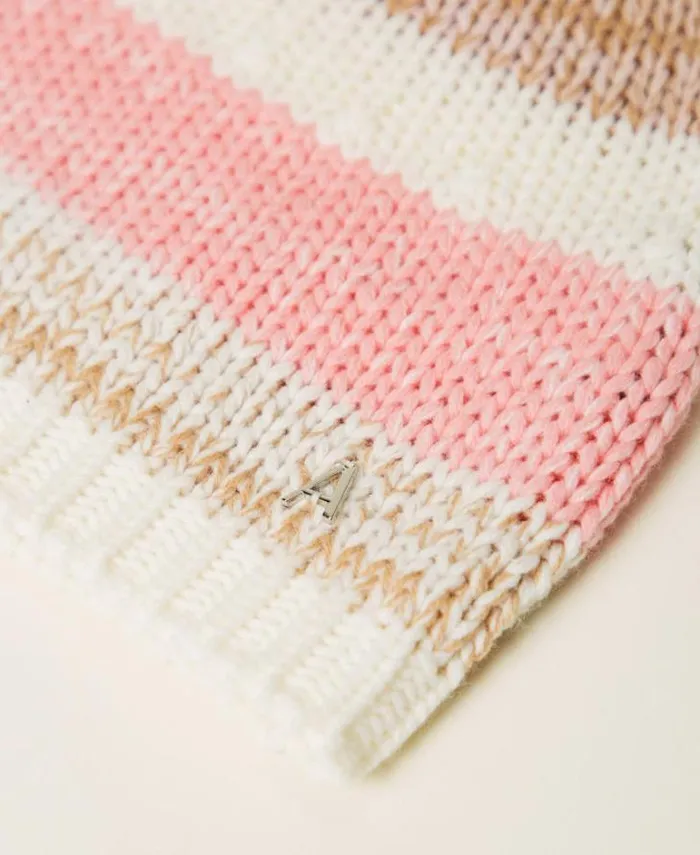 Twinset Hats Jacquard Knit Beanie Multicolour Crystal Pink Cinnamon Brown White 8211 Accessories